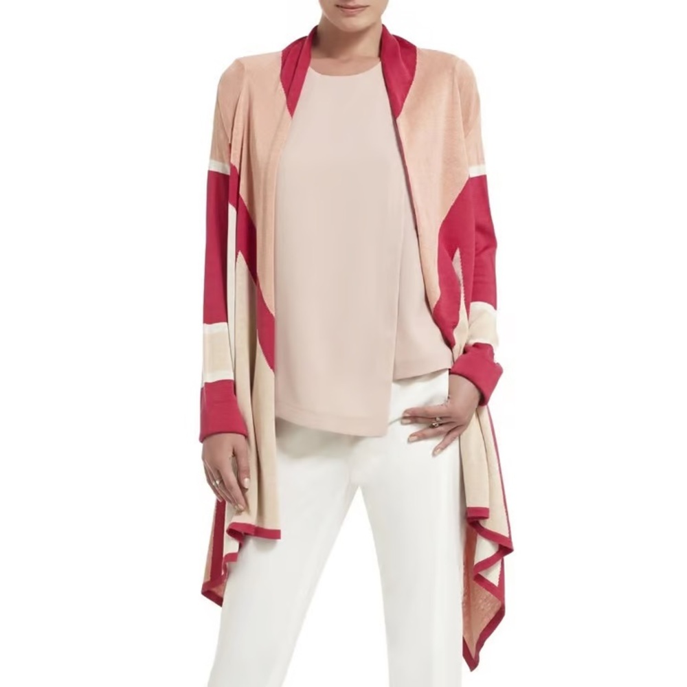BCBGMaxAzria Women's Red and Cream Cardigan